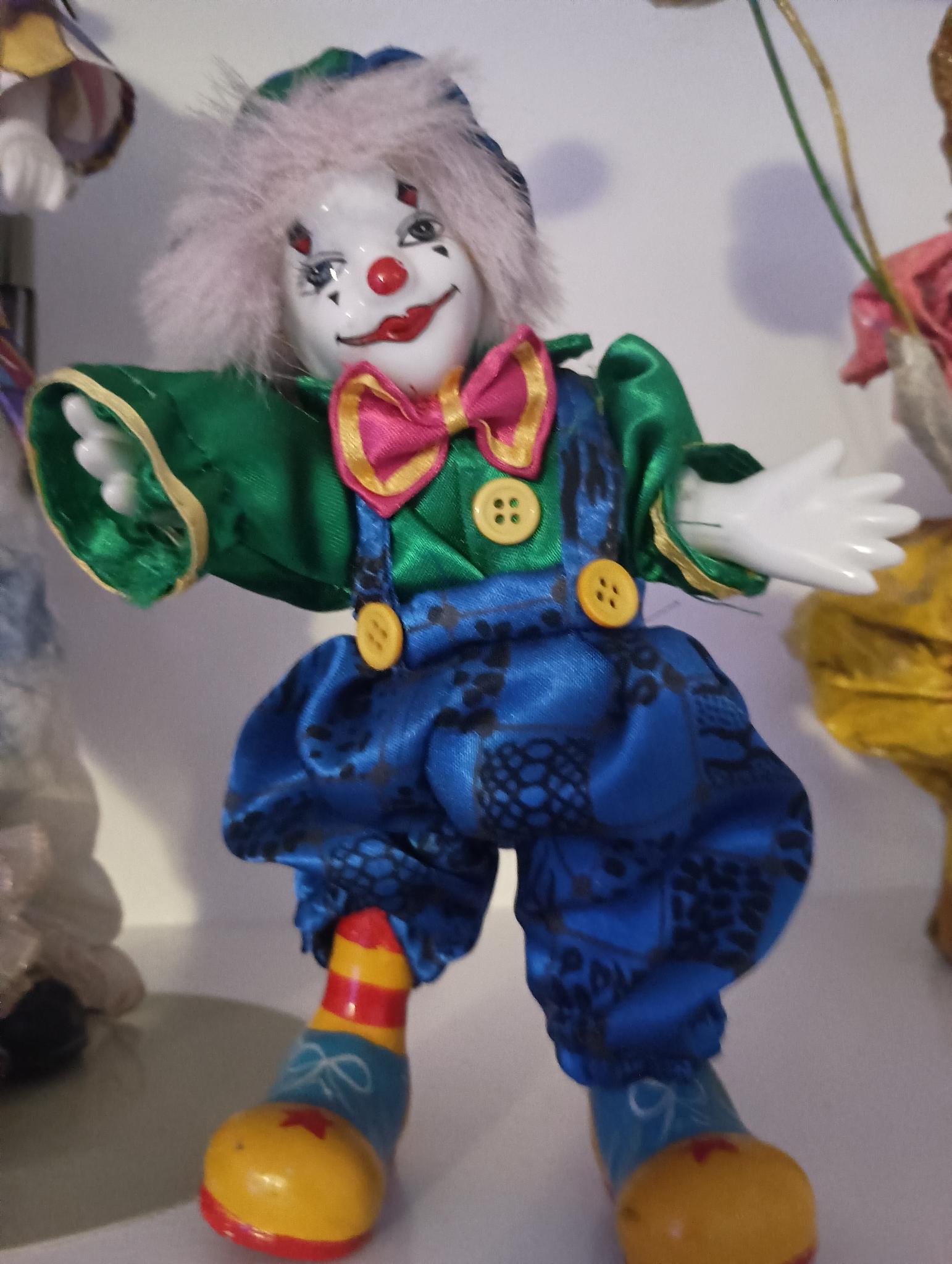 Vintage Porcelain Multicolor Clown w/ Bendable Arms and Legs